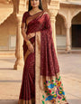 Wonderful Maroon Paithani Silk Saree With Lagniappe Blouse Piece