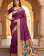 Ornate Purple Paithani Silk Saree With Sophisticated Blouse Piece