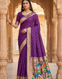 Pulsating Royal Purple Paithani Silk Saree With Opulent Blouse Piece