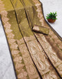 Assemblage Mustard Soft Banarasi Silk Saree With Super classy Blouse Piece
