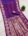 Splendorous Purple Soft Banarasi Silk Saree With Petrichor Blouse Piece