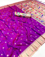 Flaunt Magenta Paithani Silk Saree With Whimsical Blouse Piece
