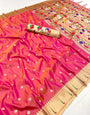 Lassitude Pink Paithani Silk Saree With Propinquity Blouse Piece