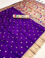 Exceptional Purple Paithani Silk Saree With Traditional Blouse Piece