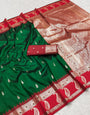 Aplomb Dark Green Pure Zari Weaving Banarasi Silk Saree With Ebullience Blouse Piece