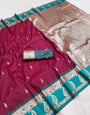 Super extravagant Maroon Pure Zari Weaving Banarasi Silk Saree With Desultory Blouse Piece
