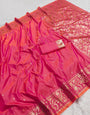 Ethereal Dark Pink Soft Banarasi Silk Saree With Murmurous Blouse Piece