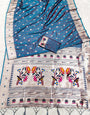 Elegant Blue Paithani Silk Saree With Incomparable Blouse Piece