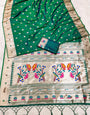 Glamorous Green Paithani Silk Saree With Dissemble Blouse Piece