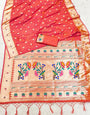 Assemblage Peach Paithani Silk Saree With Super classy Blouse Piece
