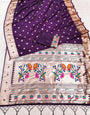 Bewitching Wine Paithani Silk Saree With Cynosure Blouse Piece
