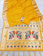Smart Yellow Paithani Silk Saree With Moiety Blouse Piece