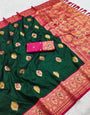 Magnetic Dark Green Soft Banarasi Silk Saree With Vestigial Blouse Piece