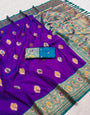 Woebegone Purple Soft Banarasi Silk Saree With Lustrous Blouse Piece