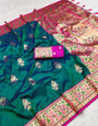 Inimitable Rama Paithani Silk Saree With Fantabulous Blouse Piece