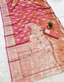 Desiring Pink Soft Banarasi Silk Saree With Fugacious Blouse Piece