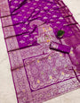 Demesne Purple Soft Banarasi Silk Saree With Ineffable Blouse Piece
