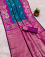 Palimpsest Rama Soft Banarasi Silk Saree With Pleasant Blouse Piece