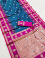 Moiety Blue Soft Banarasi Silk Saree With Excellent Blouse Piece