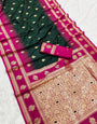 Delectable Dark Green Soft Banarasi Silk Saree With Exemplary Blouse Piece