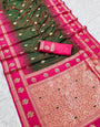 Scintillating Green Soft Banarasi Silk Saree With Super extravagant Blouse Piece