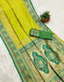 Assemblage Parrot Soft Banarasi Silk Saree With Super classy Blouse Piece