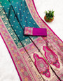 Fragrant Rama Soft Banarasi Silk Saree With Staring Blouse Piece
