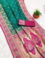 Prettiest Sea Green Soft Banarasi Silk Saree With Smashing Blouse Piece