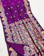 Gorgeous Royal Purple Soft Banarasi Silk Saree With Bucolic Blouse Piece