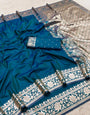 Forbearance Blue Pure Zari Weaving Banarasi Silk Saree With Quixotic Blouse Piece
