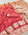 Enigmatic Pink Pure Zari Weaving Banarasi Silk Saree With Nebula Blouse Piece