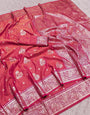 Invaluable Pink Pure Zari Weaving Banarasi Silk Saree With Enticing Blouse Piece