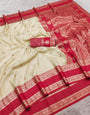 Nemesis Beige Pure Zari Weaving Banarasi Silk Saree With Stunner Blouse Piece