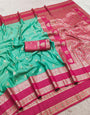 Whimsical Sea Green Pure Zari Weaving Banarasi Silk Saree With Scintillating Blouse Piece