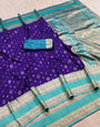Incredible Purple Pure Zari Weaving Banarasi Silk Saree With Mesmerising Blouse Piece