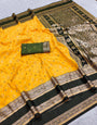 Surpassing Yellow Pure Zari Weaving Banarasi Silk Saree With Snazzy Blouse Piece