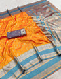 Dalliance Yellow Pure Zari Weaving Banarasi Silk Saree With Desiring Blouse Piece