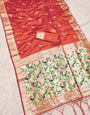 Piquant Peach Paithani Silk Saree With Inspiring Blouse Piece