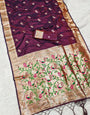 Engrossing Purple Paithani Silk Saree With Confounding Blouse Piece