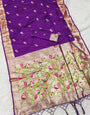 Bewitching Royal Purple Paithani Silk Saree With Cynosure Blouse Piece