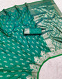 Incomparable Green Soft Banarasi Silk Saree With Proficient Blouse Piece