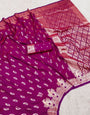 Mesmerising Wine Soft Banarasi Silk Saree With Bewitching Blouse Piece