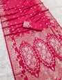 Seraglio Dark Pink Soft Banarasi Silk Saree With Petrichor Blouse Piece