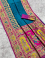 Impressive Blue Pashmina Saree With Nemesis Blouse Piece