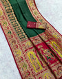 Enchanting Dark Green Pashmina Saree With Dulcet Blouse Piece