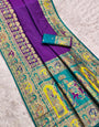 Grandiose Purple Pashmina Saree With Beautiful Blouse Piece