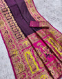 Blooming Wine Pashmina Saree With Most Fragrant Blouse Piece