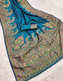 Eye-catching Blue Pashmina Saree With Surreptitious Blouse Piece