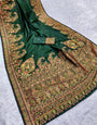 Dissemble Dark Green Pashmina Saree With Demanding Blouse Piece