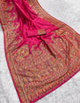 Panoply Dark Pink Pashmina Saree With Palimpsest Blouse Piece